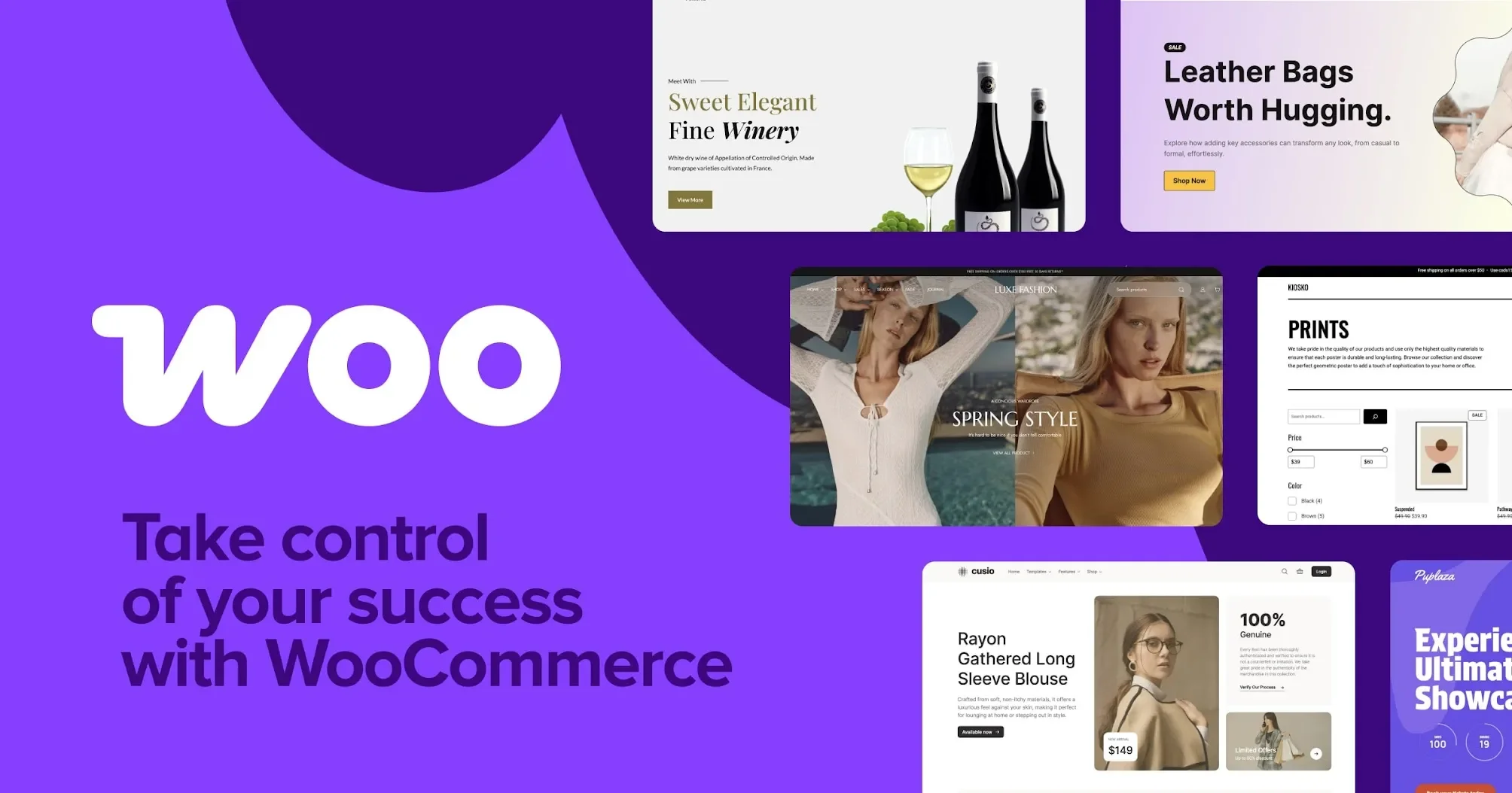 WooCommerce webáruház sablonok és bővítmények előnézete lila háttéren